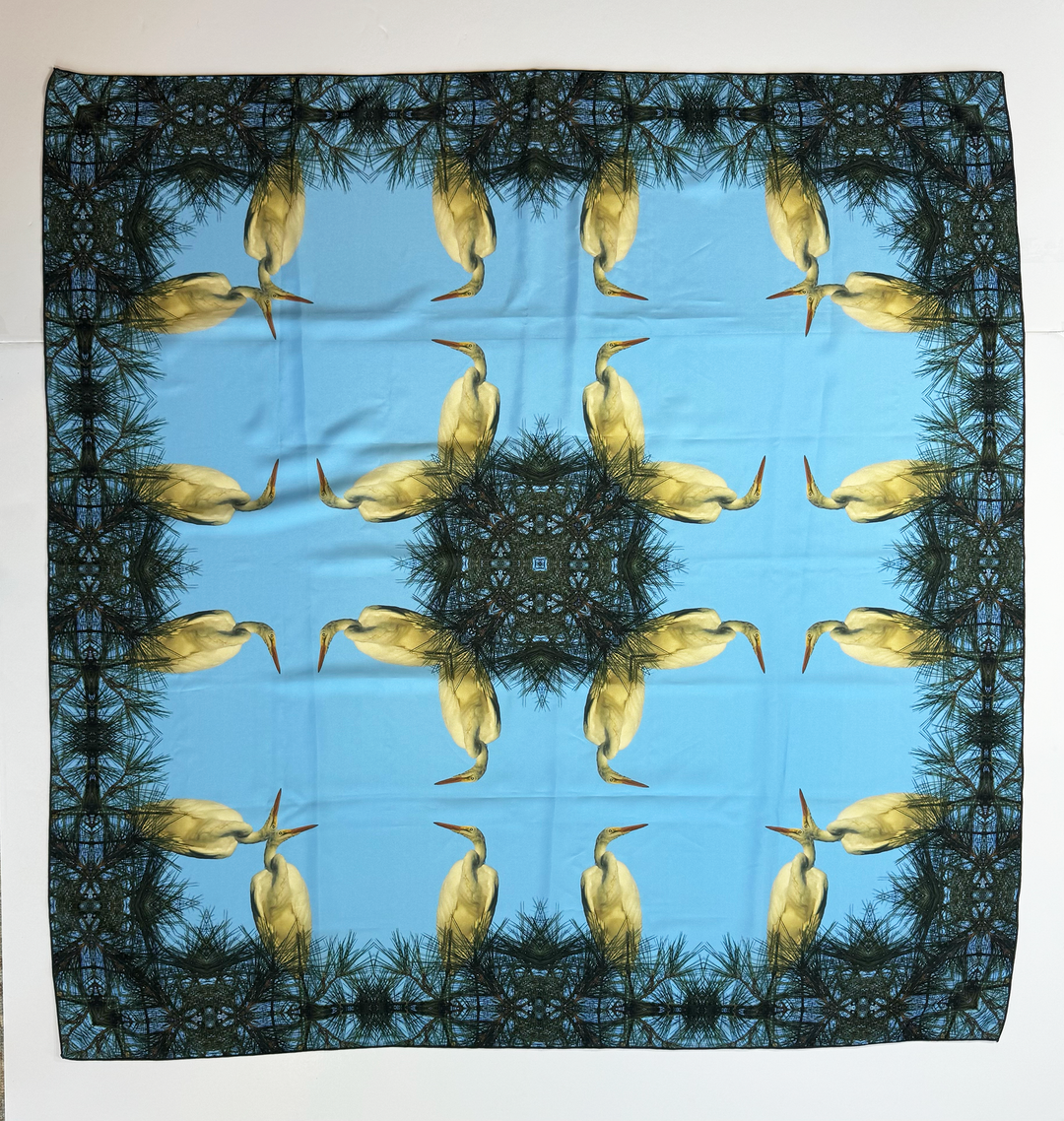 White Egret Square Scarf