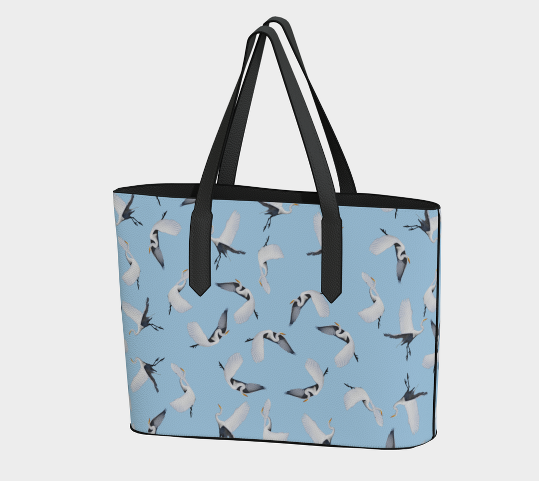 White Egret Lunchtime Traffic Vegan Tote Bag