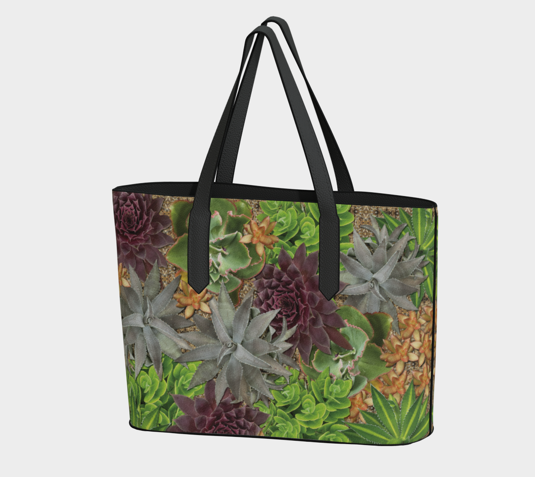Cactus Garden Vegan Leather Tote Bag