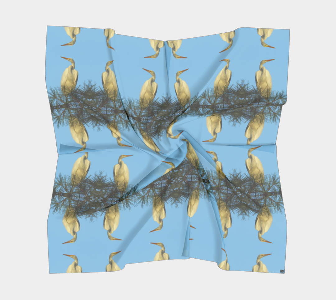 White Egret Square Scarf
