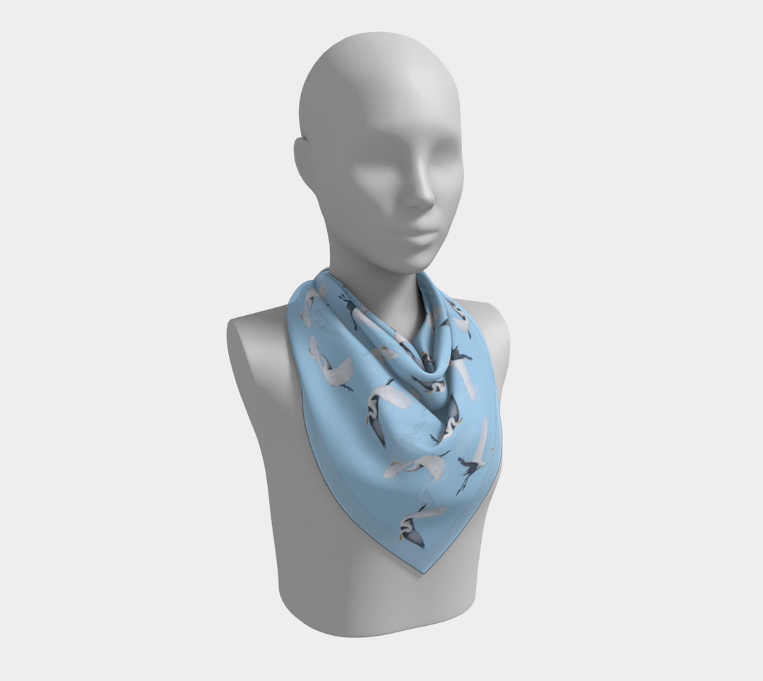 White Egret Lunchtime Traffic Square Scarf