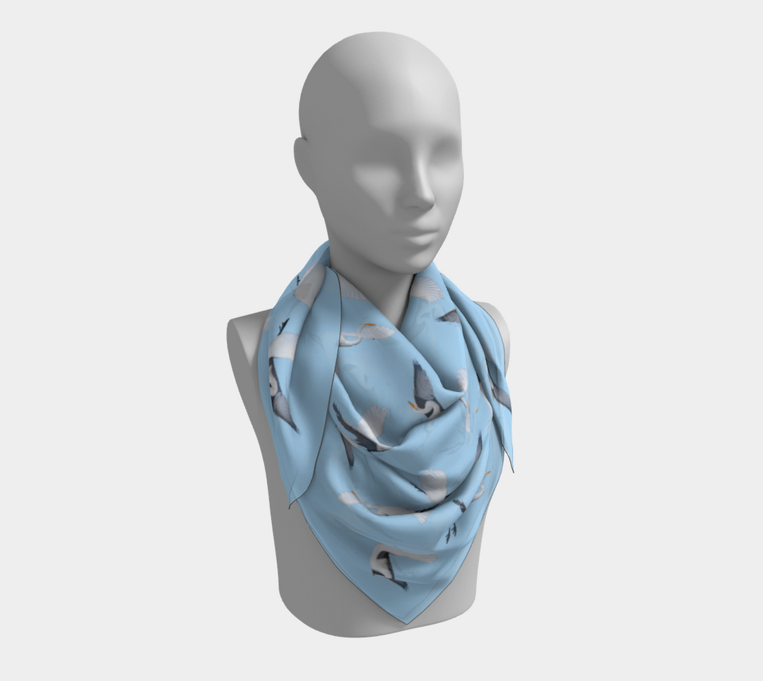 White Egret Lunchtime Traffic Square Scarf