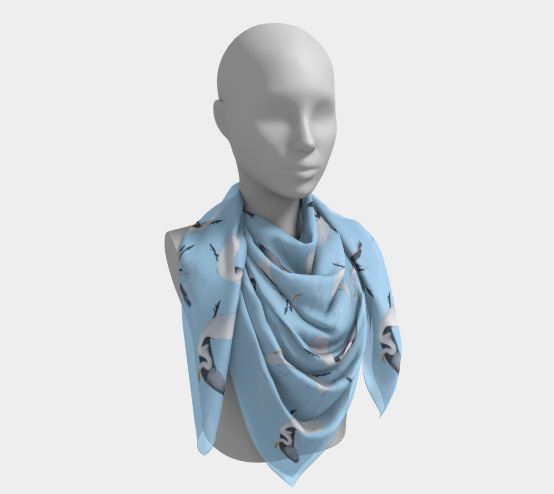 White Egret Lunchtime Traffic Square Scarf