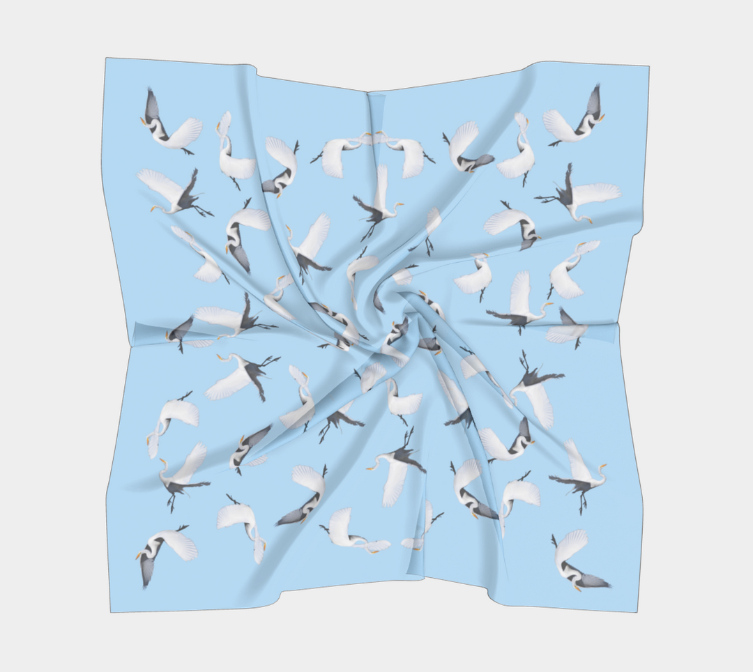 White Egret Lunchtime Traffic Square Scarf
