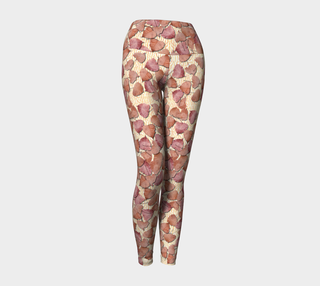 Pink Leaves on the Kitchen Counter yoga pants