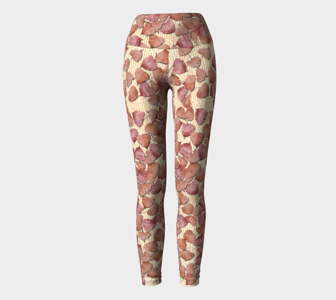 Pink Leaves on the Kitchen Counter yoga pants