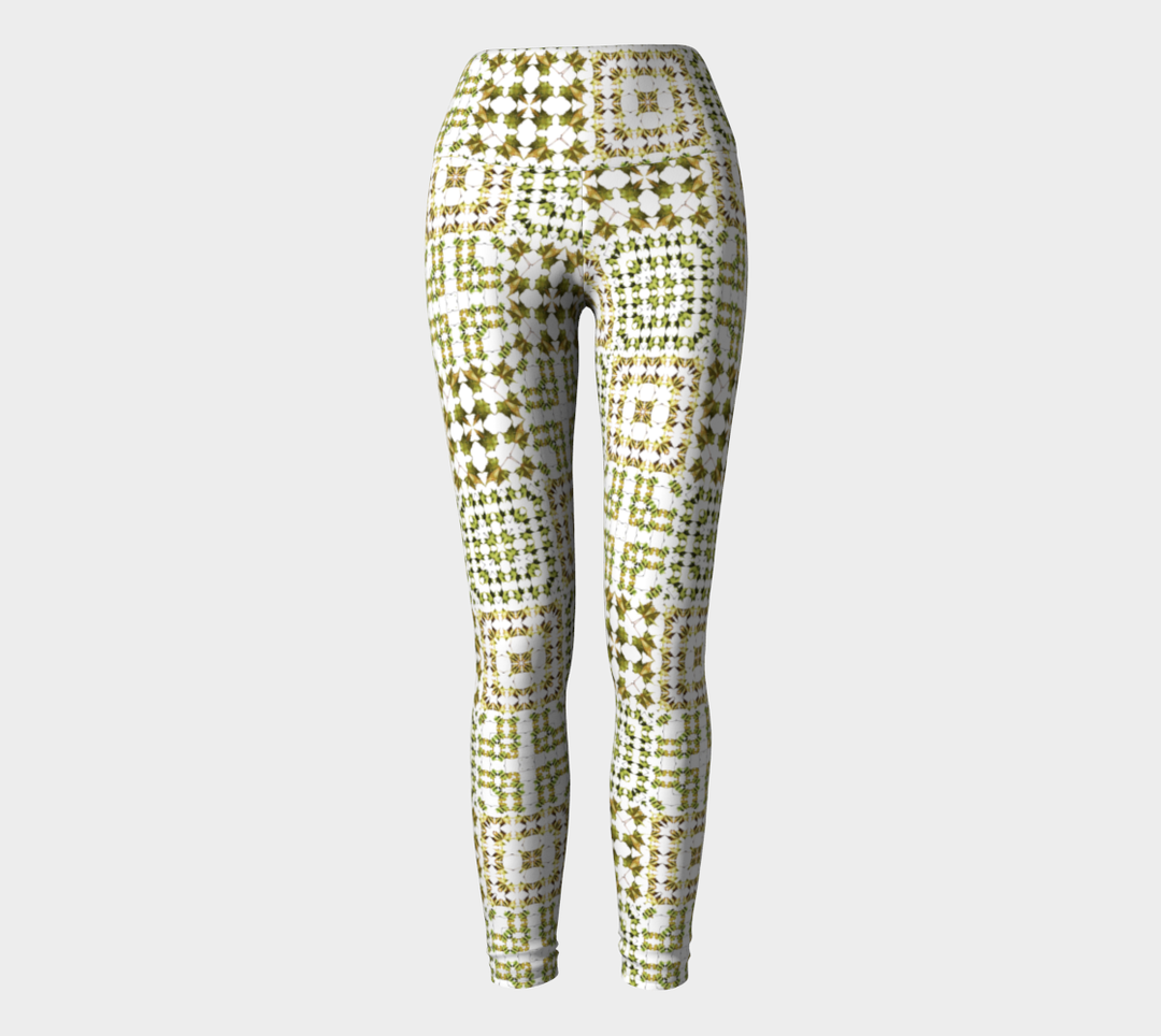 Army Green Leaves Quilt Yoga Pants