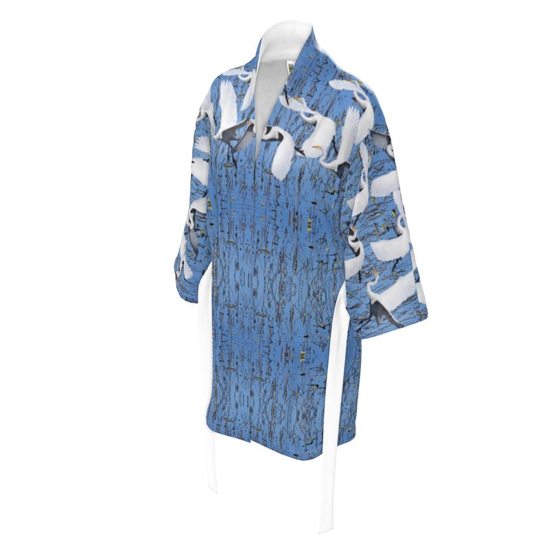 White Egret Landing Kimono