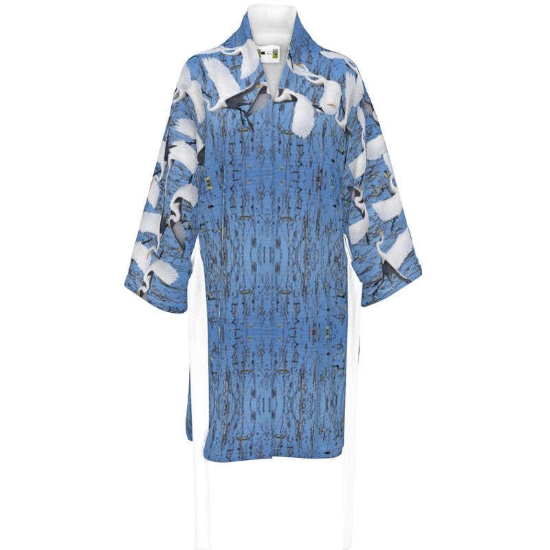 White Egret Landing Kimono