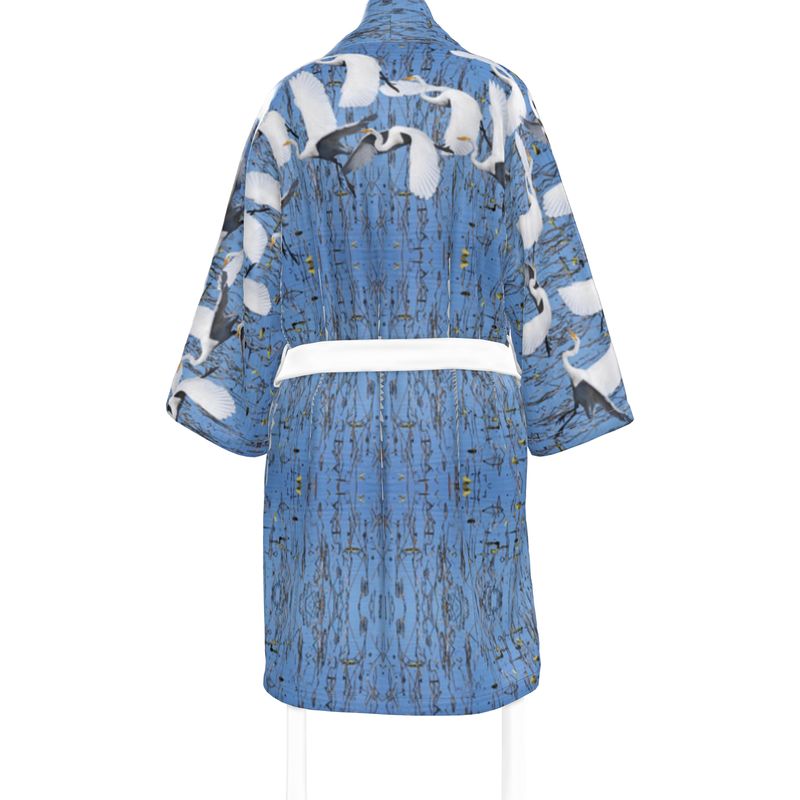 White Egret Landing Kimono