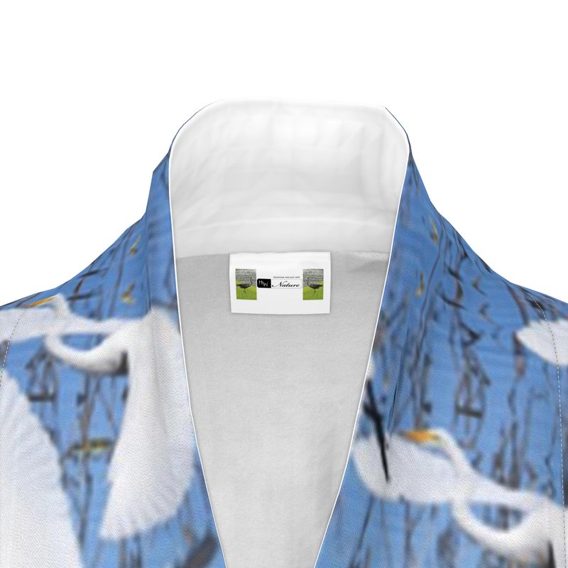 White Egret Landing Kimono