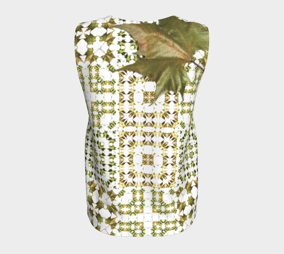 Army Green Leaf Quilt (Long) Loose tank top