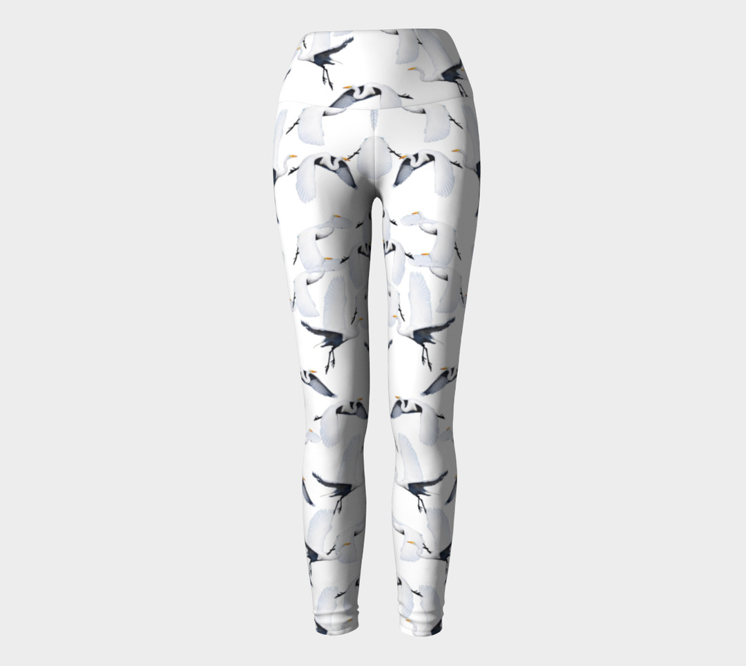 White Egret Migration Yoga Leggings