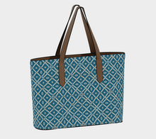 Load image into Gallery viewer, Camelbone Turquoise Flower Vegan Leather Tote Bag
