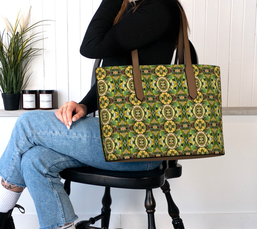Parisian Leaves 1 Vegan Leather Tote