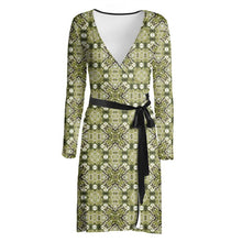 Load image into Gallery viewer, Spring Pine Diamond Wrap Dress
