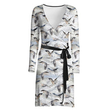 Load image into Gallery viewer, Blue Heron Fight Wrap Dress
