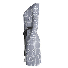 Load image into Gallery viewer, White Egret Check Wrap Dress
