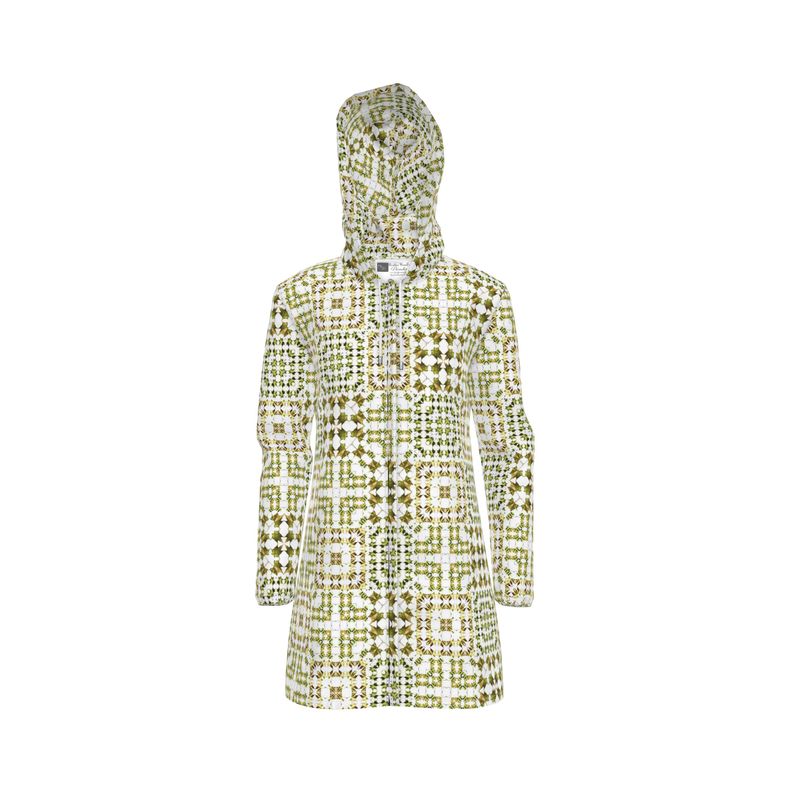 Army Green Leaf Quilt Rain Jacket
