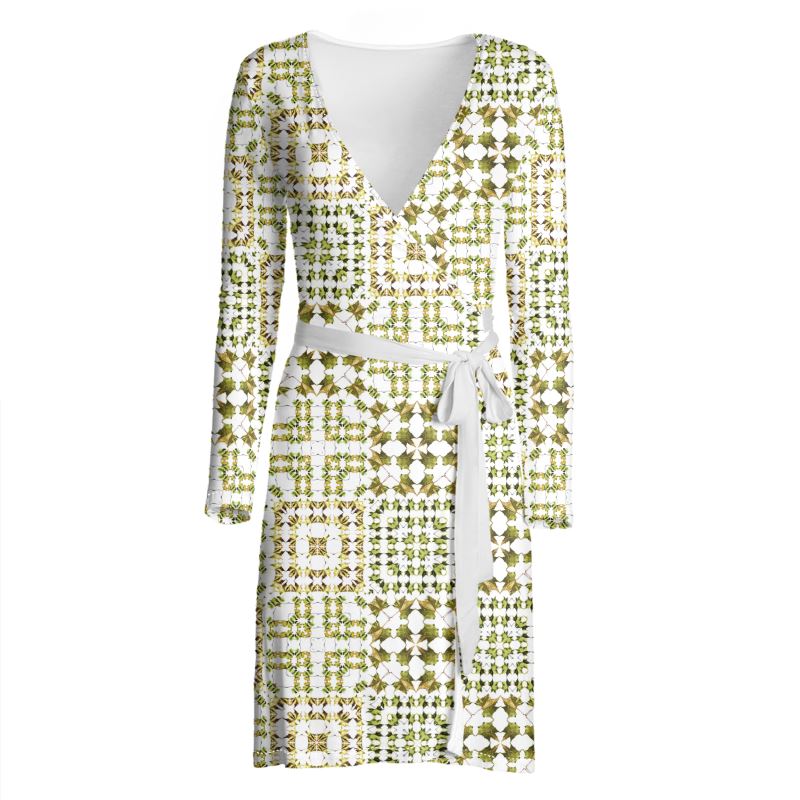 Army Green Leaf Quilt Wrap Dress