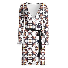 Load image into Gallery viewer, Black Leaf Quilt Wrap Dress
