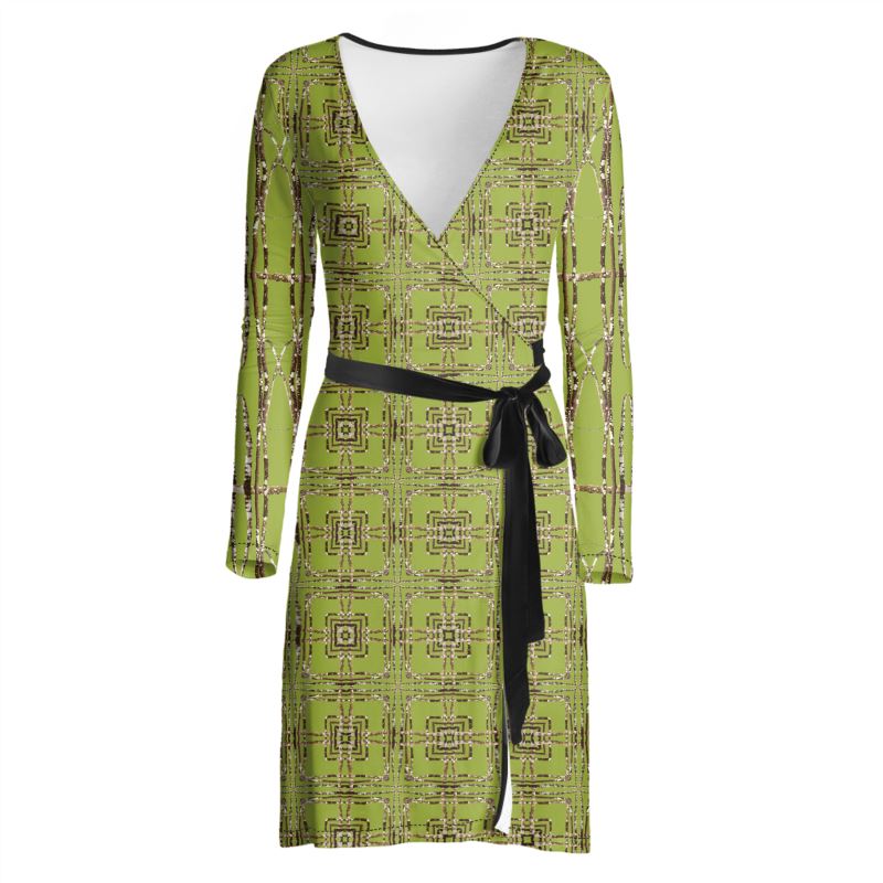 Lichen Log Green Wrap Dress