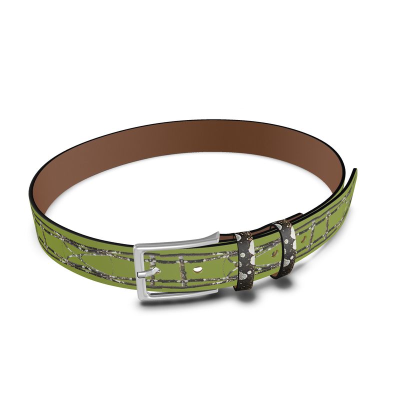 Lichen Log Green Leather Belt