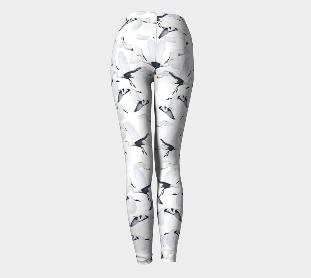 White Egret Migration Yoga Leggings