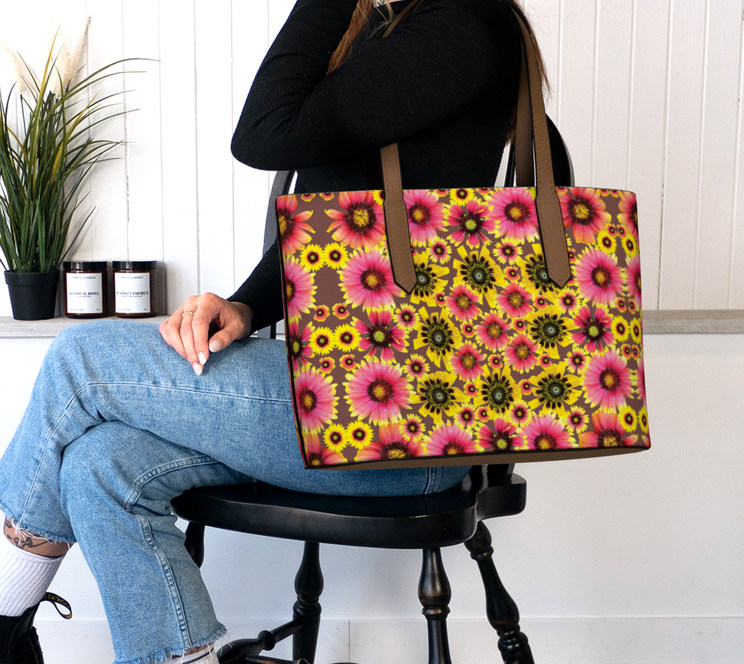 Wild Daisy Vegan Leather Tote Bag