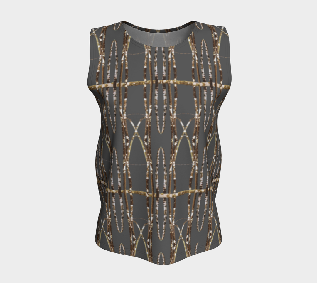 Lichen Log Grey Loose Tank Top (Long)