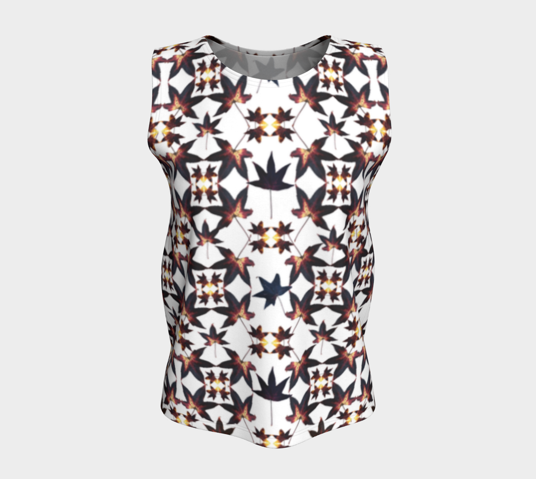 Black Leaf Jumble Quilt (Long) Loose Tank Top