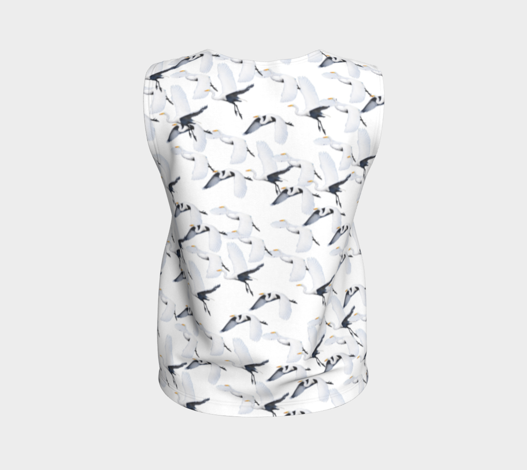 White Egret Migration (Long) Loose Tank Top