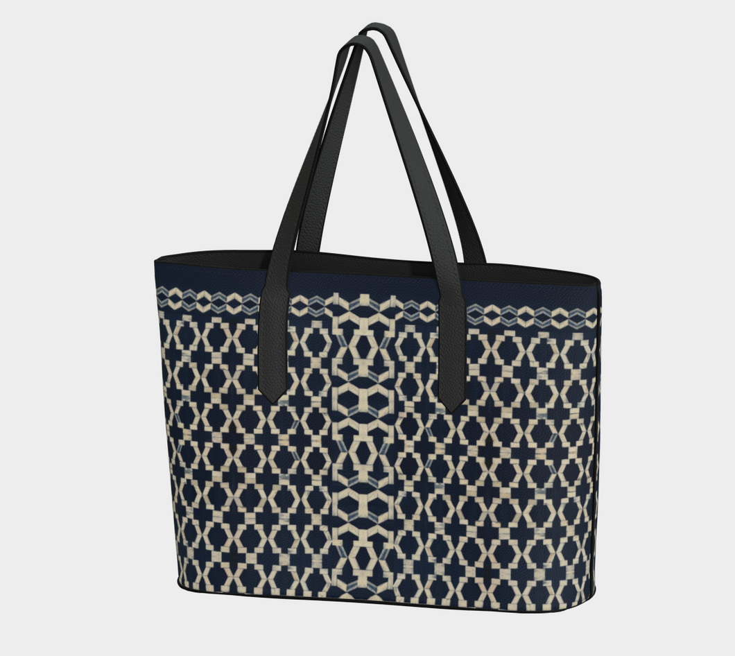 Camelbone Navy Blue X Vegan Leather Tote Bag