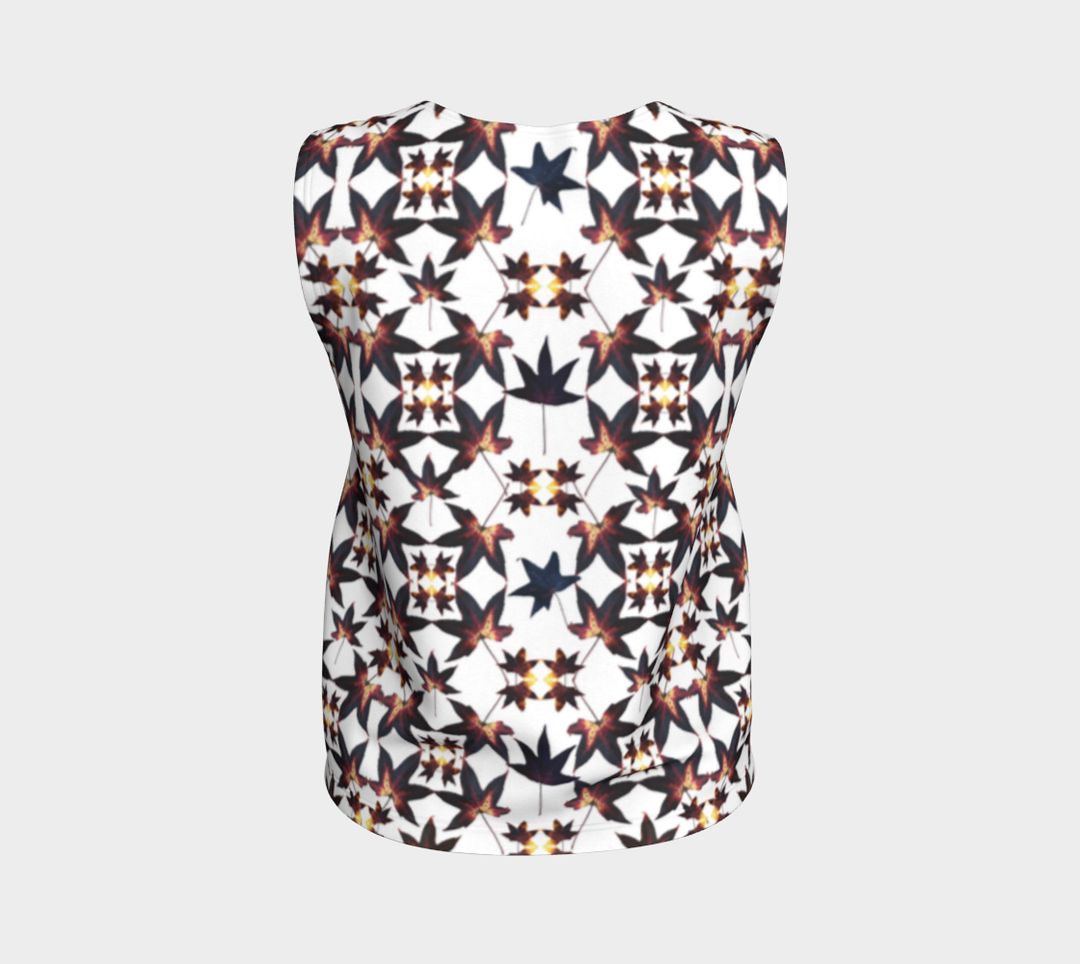 Black Leaf Jumble Quilt (Long) Loose Tank Top