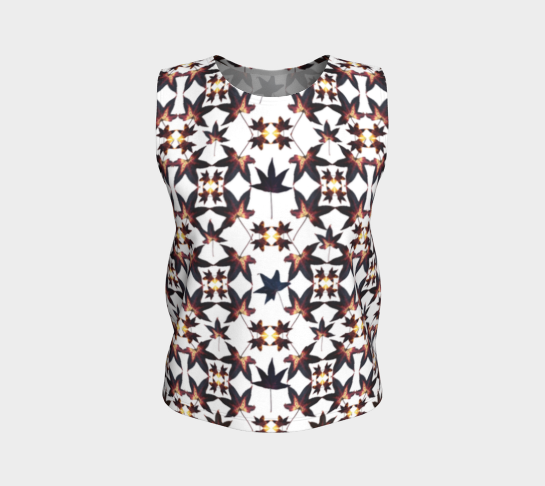 Black Leaf Jumble Quilt (Long) Loose Tank Top