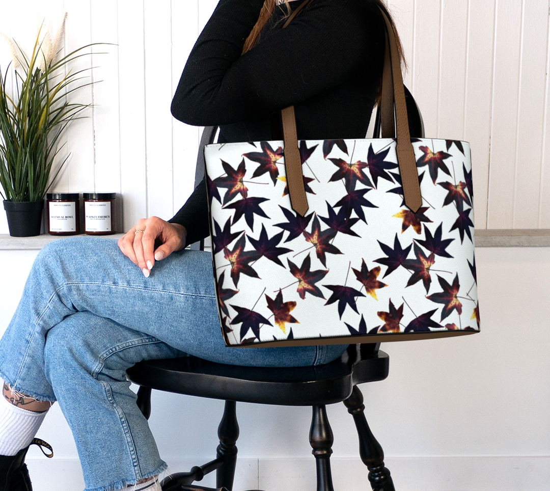 Black Leaf Jumble Vegan Leather Tote