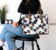 Load image into Gallery viewer, Black Leaf Jumble Vegan Leather Tote
