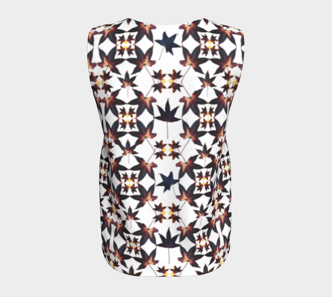 Black Leaf Jumble Quilt (Long) Loose Tank Top