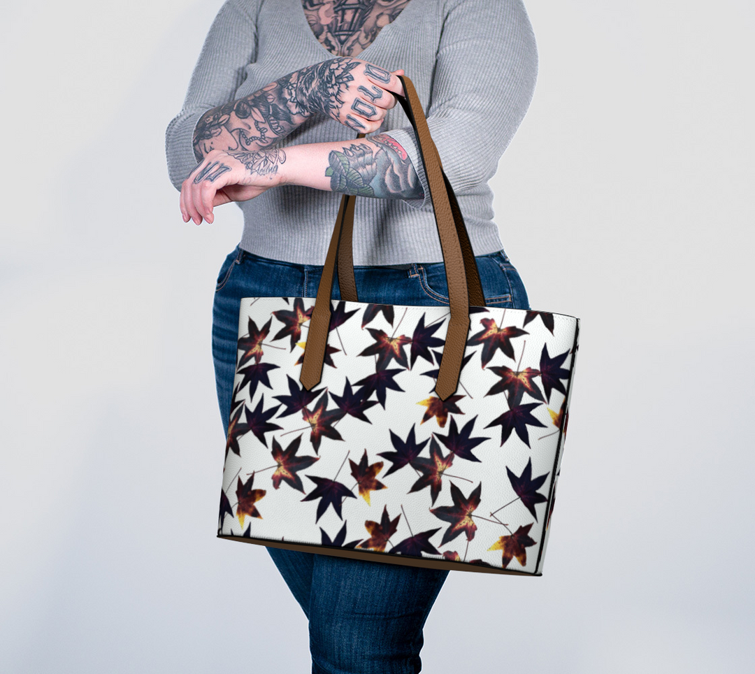 Black Leaf Jumble Vegan Leather Tote