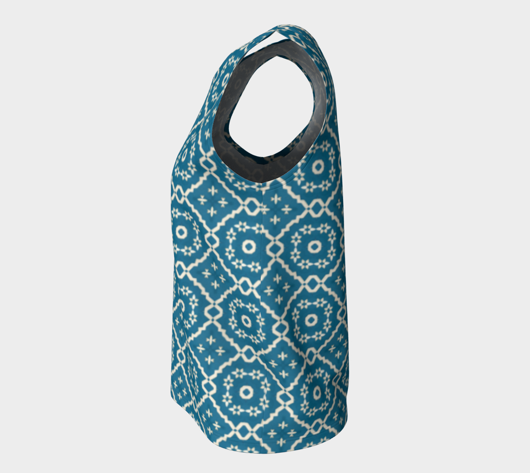 Camelbone Turquoise Flower (Long) Loose Tank Top