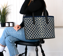 Load image into Gallery viewer, Camelbone Navy Blue X Vegan Leather Tote Bag
