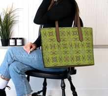 Load image into Gallery viewer, Lichen Log Green Vegan Leather Tote Bag
