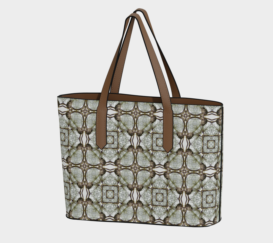 Pine Cone Lattice Medallion Vegan Leather Tote