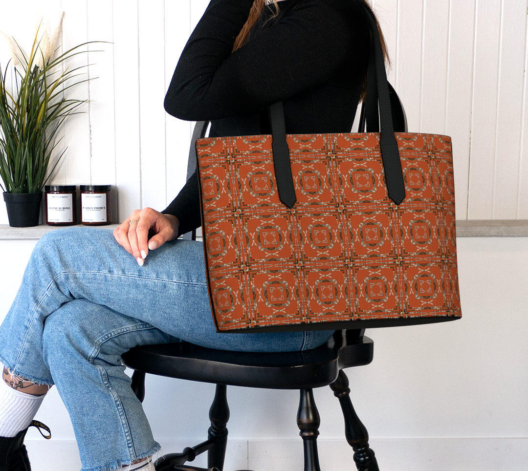 Lichen Log Red Vegan Leather Tote Bag