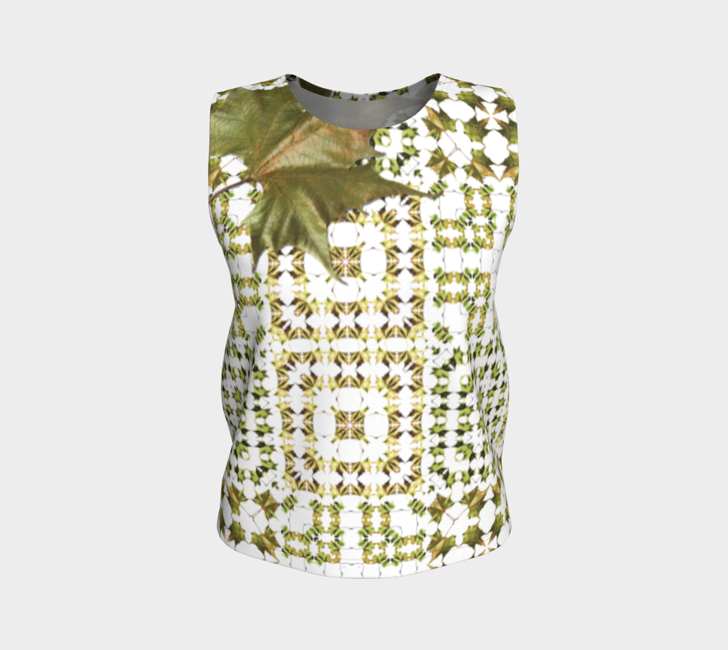 Army Green Leaf Quilt Loose Tank Top