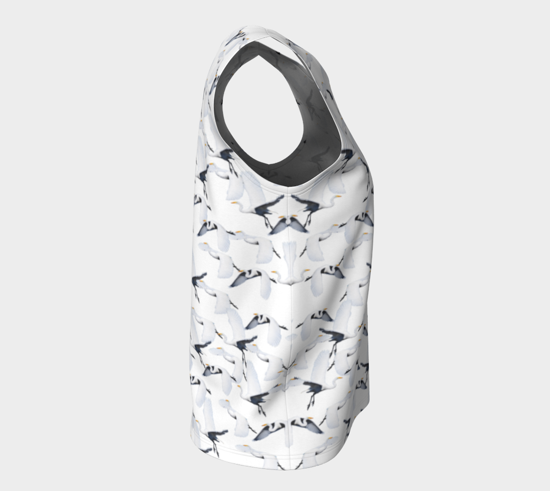 White Egret Migration (Long) Loose Tank Top