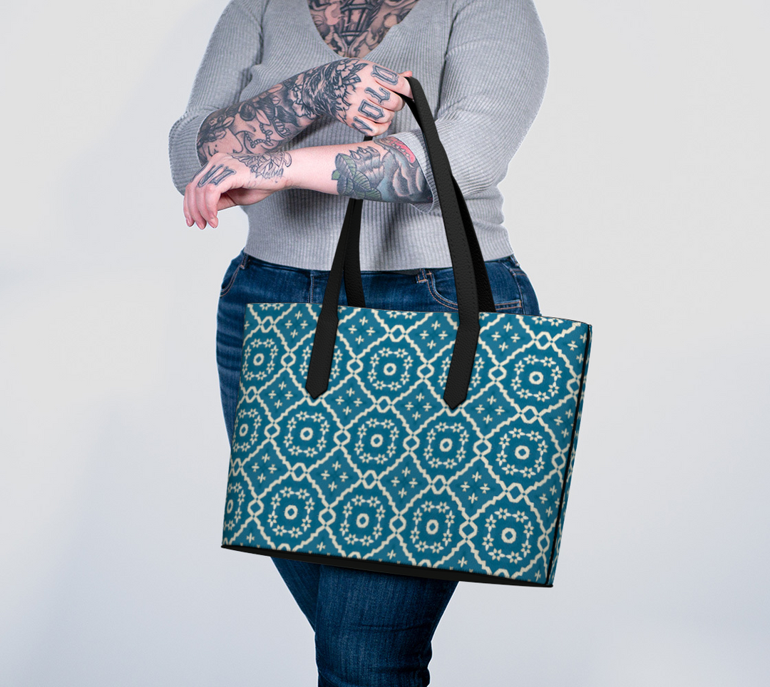 Camelbone Turquoise Flower Vegan Tote Bag