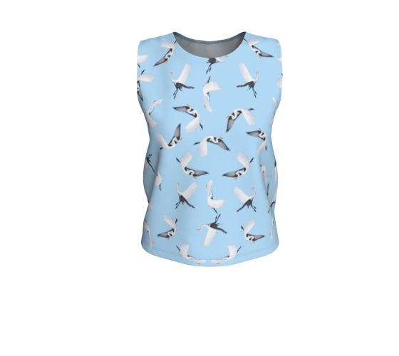 White Egret Lunchtime Traffic Loose Tank Top
