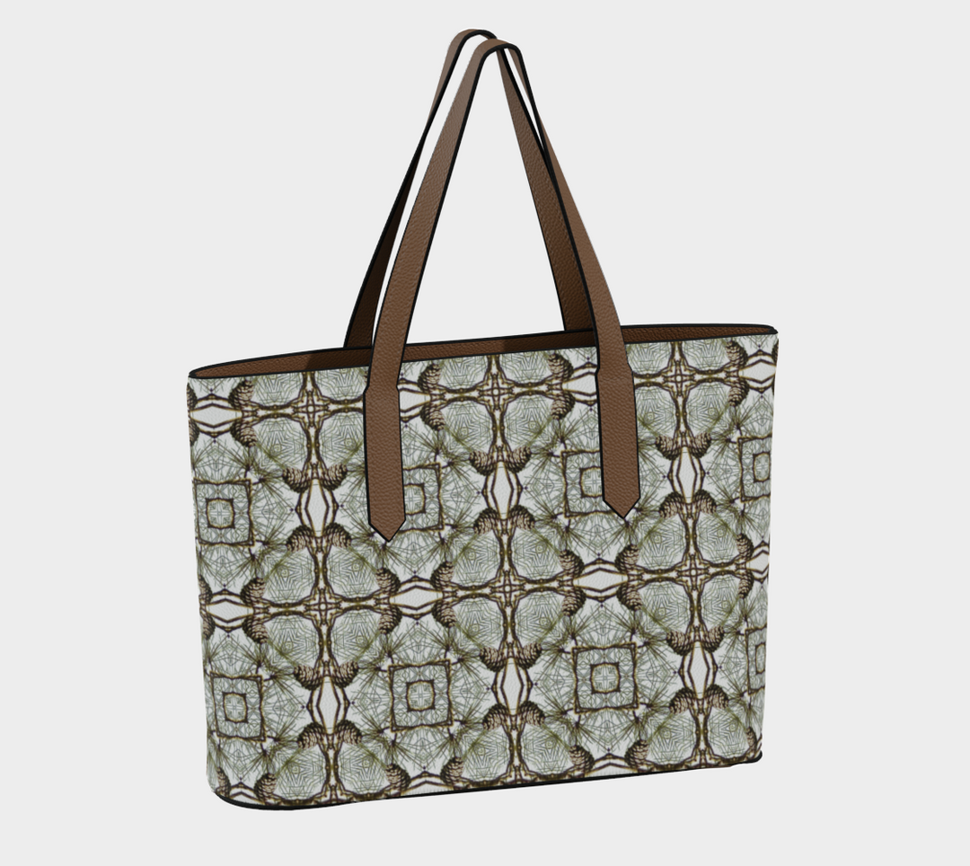 Pine Cone Lattice Medallion Vegan Leather Tote