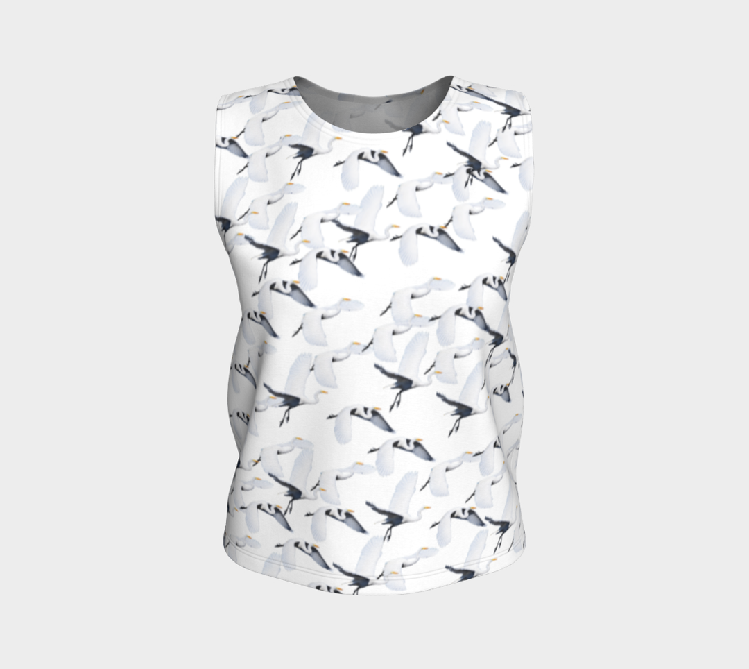 White Egret Migration (Long) Loose Tank Top
